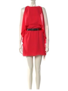 Halston Heritage Red Mini Dress with Black Belt